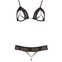 BH plus String, aus Spitze mit funkelnden Strasselementen