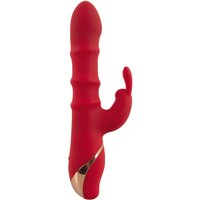 Rabbitvibrator mit 3 beweglichen Massageringen