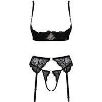 3-teiliges Straps-Set aus feiner Spitze mit Schmuckdetails